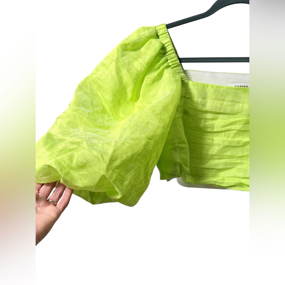 Sandro Blonville Crop Top in Anis Green Size XS - Picture 5 of 10